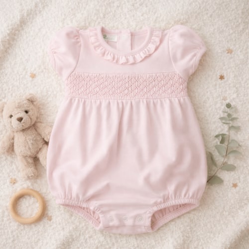 Baby Girl Pink Smocked Bubble - Peruvian Pima Cotton Essentials – Magnolia Baby