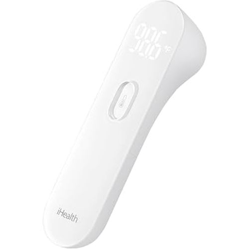 iHealth No-Touch Forehead Thermometer, Infrared Digital Thermometer for Adults and Kids, Touchless Baby Thermometer, 3 Ultra-Sensitive Sensors, Large LED Digits, Quiet Vibration Feedback, Non Contact