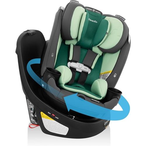 Evenflo Revolve360 Slim 2-in-1 Rotating Car Seat with Green & Gentle Fabric (Peridot)