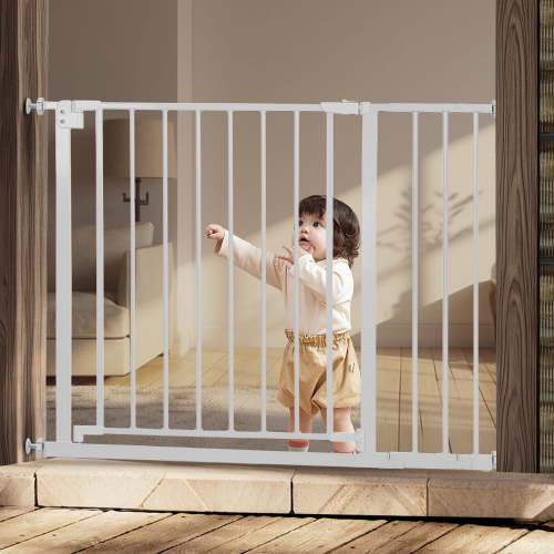 Baby Safety Gate, Baby Gates for Top Stairs Doorway, 29.5''- 40.5''Wide Pressure Mount, White