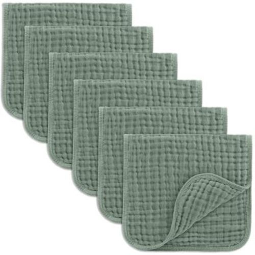 Muslin Burp Cloths Large 100% Cotton by Comfy Cubs (Fern, Pack of 6)