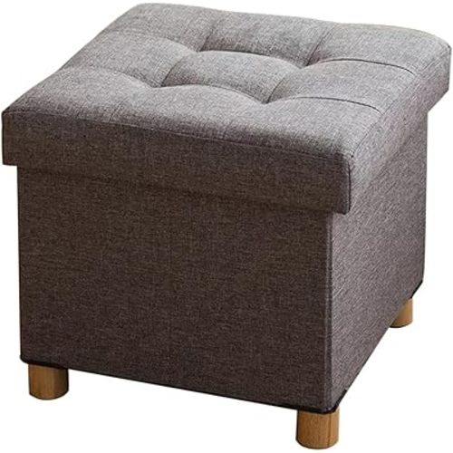 BRIAN & DANY Small Ottoman with Storage, Foot Stool Ottoman Storage Cube, Foot Rest for Couch with Legs, Gray 15" x 15" x 15"