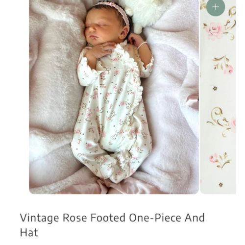 Vintage Rose Footed One-Piece And Hat