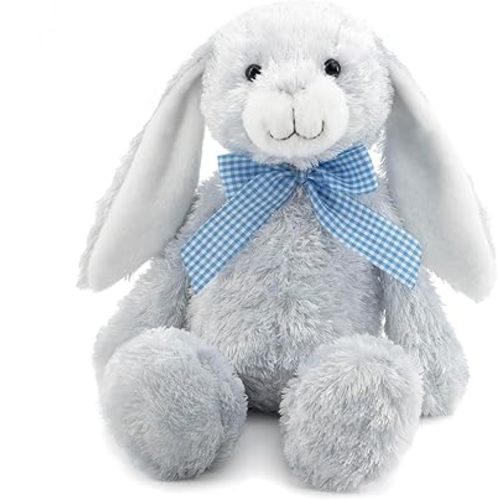 14" Blue Bunny Stuffed Animals for Kids and New Born Babies,Huggable Rabbit Plush Toy with Bow for Boys and Girls,Great Gifts on Baby Shower,Birthday,Children's Day,Christmas