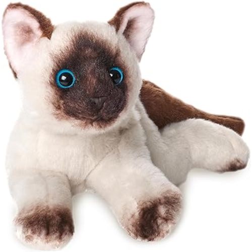 Bearington Lil’ Cleo Siamese Cat Plush - Cat Stuffed Animal - 8" Siamese Soft Plush Kitty Toy with Realistic Details and Floppy Body for Kids and Toddlers - Adorable Gifts for Kitten Lovers