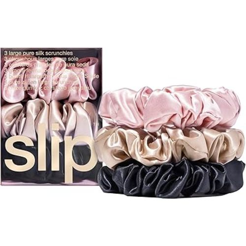 SLIP Women's Set of 3 Large Silk Scrunchies, Multi, 3 Count