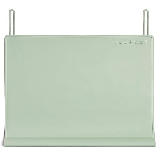 Table Tyke Placemat XL Silicone Baby Placemat with Teething Edge Bumper - Waterproof Toddler Table Mat for Eating, BPA Free, Dishwasher Safe (Sage Green)