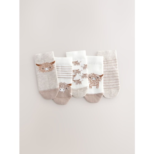 Neutral Hamish Baby Socks 5 Pack (0mths-2yrs)