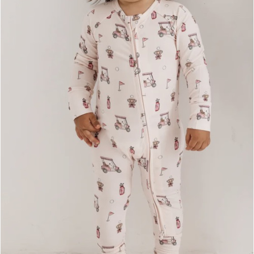 Pink Golf Zipper Romper in NB