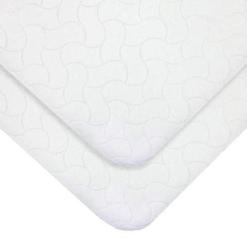 American Baby Company 2 Pack Waterproof Reusable Embossed Quilt-Like Flat Crib Protective Mattress Pad Cover for Babies, Adults and Pets, White
