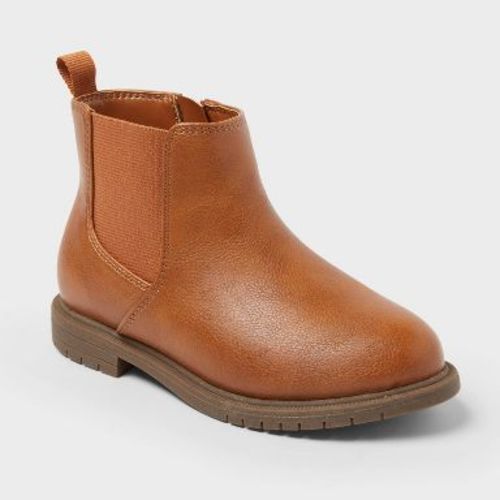 Toddler Tanner Chelsea Ankle Boots - Cat & Jack™ Cognac 8T: Zipper, Elastic Panel, Pull Loops
