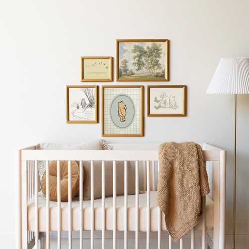 Winnie the Pooh Gallery Wall Art Set | Framed Nursery Decor | Vintage Wall Art for Baby Room, Kids Room, or Playroom | G26