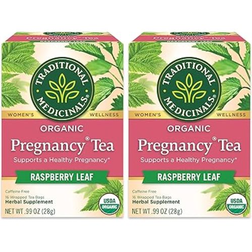 Traditional Medicinals Tea, Organic Pregnancy Tea, Supports a Healthy Pregnancy, Raspberry Leaf and Spearmint, 16 Bags (Pack of 2)