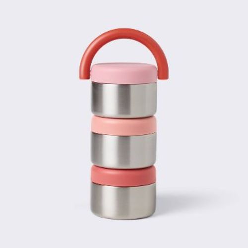5 fl oz 3pc Stacking Snacker Food Storage Cups - Pink - Cloud Island™