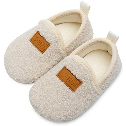 L-RUN Toddler Boys Girls House Slippers Indoor Home Shoes Warm Slipper Socks for Kids Baby Soft Winter Warm Walking Shoes