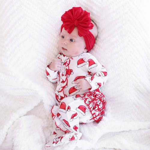 Christmas Bamboo Waffle Zipper Footies