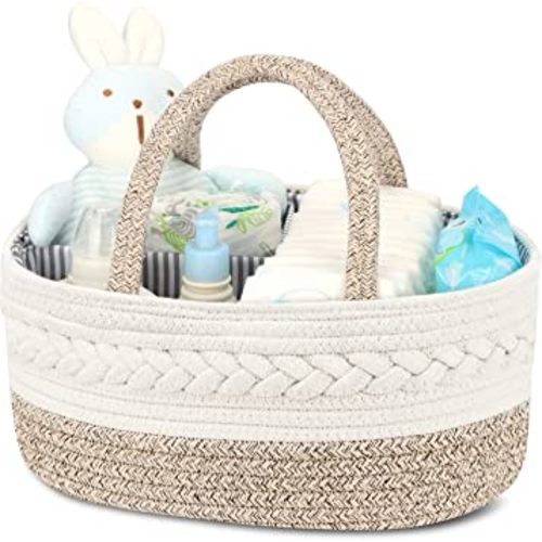 Maliton Diaper Caddy Organizer for Baby, Cotton Rope Diaper Basket Caddy, Changing Table Diaper Storage Caddy, Baby Baskets for Storage, Baby Shower Gifts for Newborn