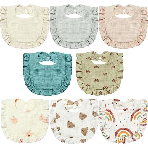 Lictin Muslin Baby Drool Bibs - 8 Pack Baby Bandana Drool Bibs Cotton Unisex
