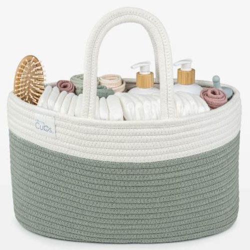 Large Portable Baby Diaper Caddy Organizer Nursery Storage Bin And Car Travel Basket By Comfy Cubs - Sage