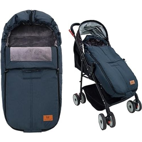 Warm Bunting Bag Universal, Waterproof Windproof Winter Fleece Lined for Toddler Anti-Slip Stroller Sleeping Bag Adjustable Hood with Drawstring Zipper & Button Blanket Footmuff for Boy & Girl