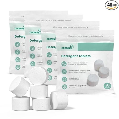 GROWNSY Detergent Tablets 40 Count, Bottle Washer Tablets Compatible with All Brands of Baby Bottle Washers, Deep Cleaning for Bottles, Pump Parts and Baby Feeding Essentials