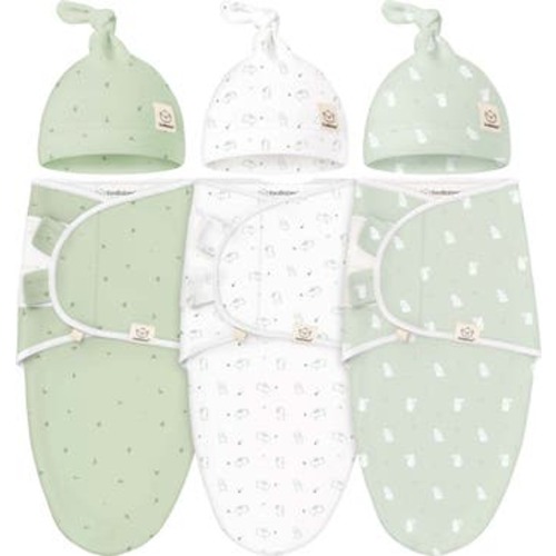 3-Pack Soothe Swaddle Wraps with Knot Hats, Medium