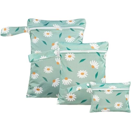 HappyFlute 3 Set Wet Bag Storage Bag Zipper Waterproof Washable Travel Bags, Beach, Pool, Gym Bag for Cloth Diaper, Swimsuits & Wet Clothes (EF643)