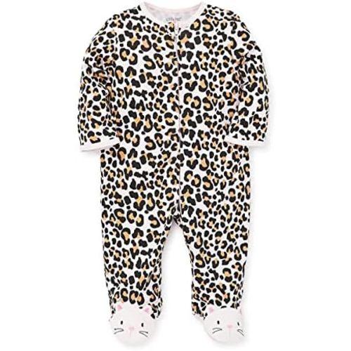 Little Me Clothes for Baby Girls' 100% Cotton Scratch-Free Tag Footie Sleeper, Preemie to 9 Months