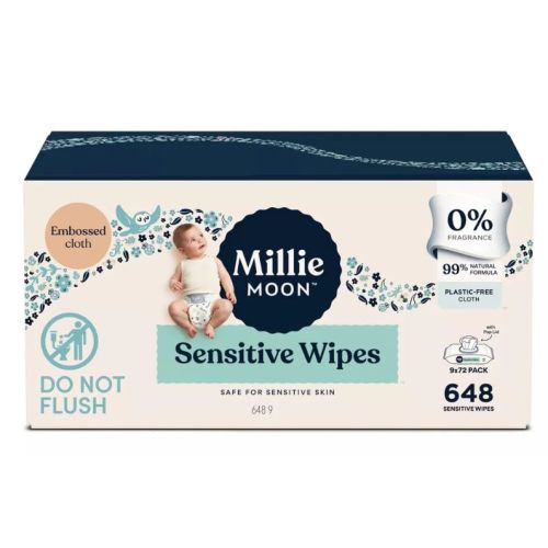Millie Moon Sensitive Baby Wipes, 648 Count, (1 Box)