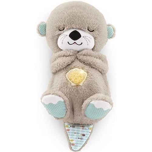 Fisher-Price Sound Machine Soothe 'N Snuggle Otter Portable Plush Baby Toy with Sensory Details Music Lights & Rhythmic Breathing Motion