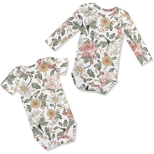 Sweet Jojo Designs Vintage Floral Boho Girl 0-6M Baby Clothes Bodysuit Short Long Sleeve Newborn Outfit Infant Bodysuit Flower