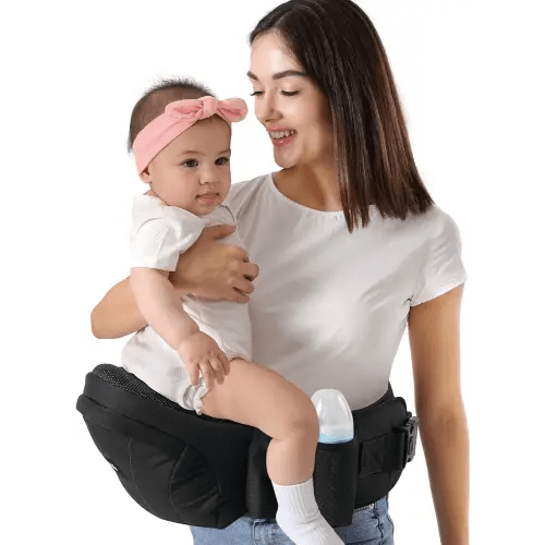 HKAI Baby Carrier Hip Seat, Mom’s Choice Award Winner, Advanced Large Capacity Pocket with Adjustable Waistband, Shock Absorption Hip Seat Surface for Newborns & Toddlers, (Black)