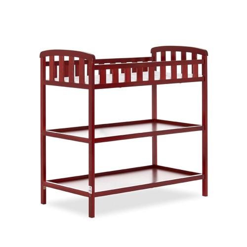 Dream On Me Emily Changing Table In Cherry, Comes With 1" Changing Pad, Features Two Shelves, Portable Changing Station, Made Of Sustainable New Zealand Pinewood