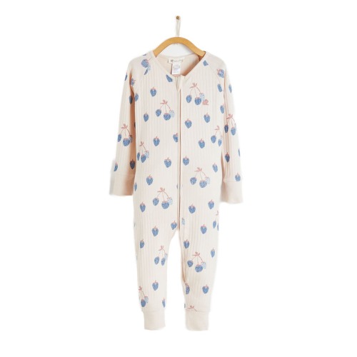 Premium Cotton Berrypop Snug Fit Zip Footless Pajama for Infant, 9-12M- Only a few left