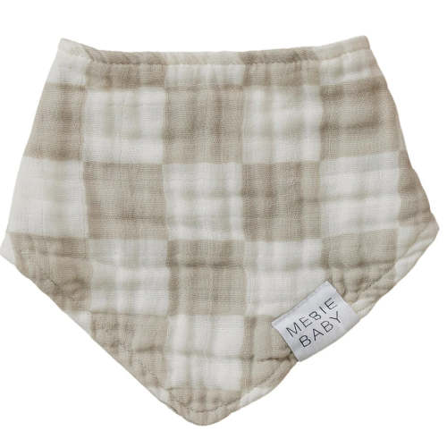 taupe checkered muslin bib