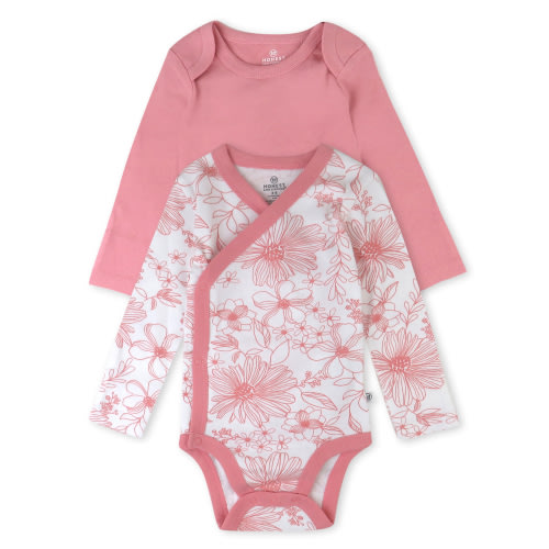 Honest Baby Clothing Baby Boy or Girl Gender Neutral Organic Cotton Long Sleeve Bodysuit and Side Snap Long Sleeve Bodysuit, 2 Piece (Preemie-9 Months)