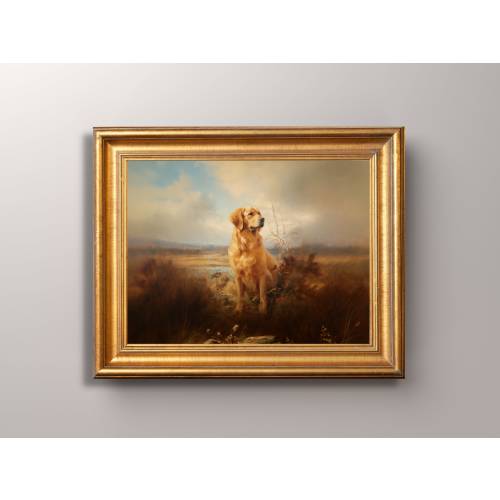 Vintage Golden Retriever Print, Golden Retriever Painting, Antique Art, Golden Retriever Portrait, Cottagecore, Dog Portrait, Pet Portrait