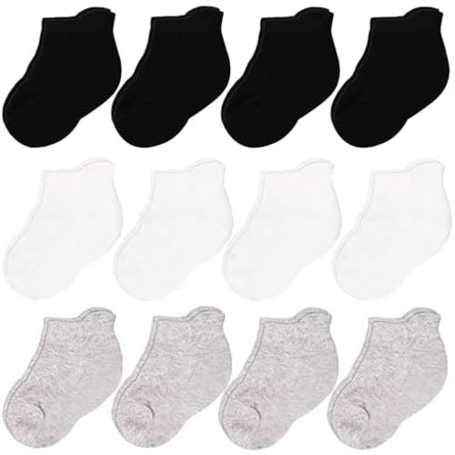 CozyWay Ankle Style Socks for Little Girls & Boys, Infants, Toddlers, Children - 12 Pairs
