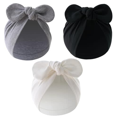 Jastore Newborn Baby Bowknot Turban Hat Infant Toddler Hospital Hat Cotton Head Wrap Beanie Cap