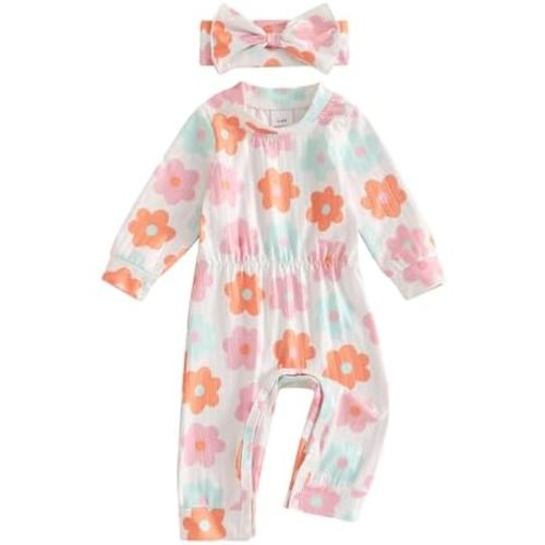 Karwuiio Newborn Baby Girl Coming Home Outfit Long Sleeve One Piece Romper Jumpsuit Infant Fall Clothes Sets