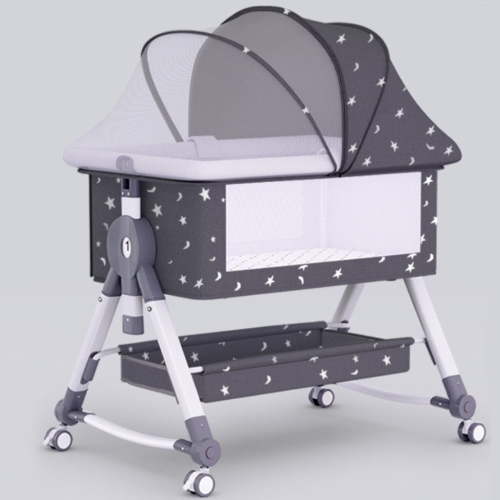 HENG Co. Baby Bassinet, 5-in-1 Infant Bedside Crib with Diaper Table, Adjustable Height, for 0-24 Months, Sky Blue