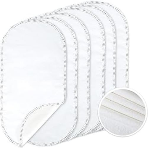 TILLYOU Waterproof Changing Pad Liners 6 Pack, 100% Cotton Reusable Cloth Diaper Liners, White