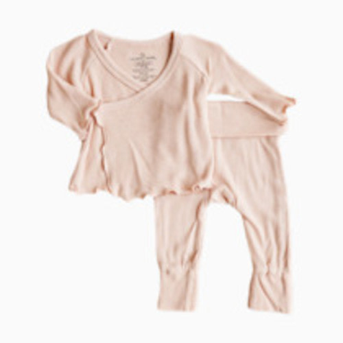 Caden Lane 2pc Waffle Crossover Top & Bottom - Pink Fawn, 0-3 M