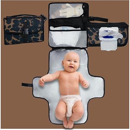 Portable Changing Pad for Baby,Foldable Diaper Travel Changing mat with Waterproof PEVA Mat Perfect for Newborns and Infants (Leopard)