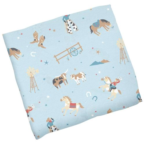 Stephen Joseph Muslin Swaddle Blanket for Baby Girls and Boys, 100% Cotton, 47 x 47 inches, Western