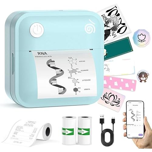 Upgraded Bluetooth Label Maker Machine - Portable Mini Thermal Sticker Printer Supports 14 Different Label Sizes with 300 DPI Inkless Tech Suitable for Home,Office,School Storage and Signage (Blue)