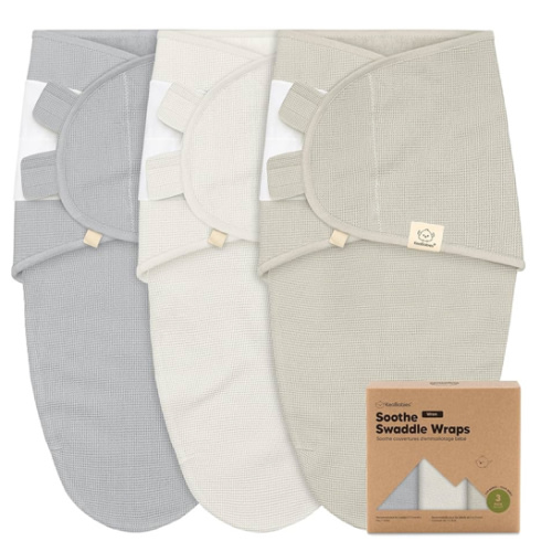 3-Pack Organic Swaddles for Newborns, Baby Sleep Sacks 0-3 Months - Baby Swaddle Wrap, Newborn Wearable Blanket, Infant Sleep Sack for Girls, Boys, Soft & Snug, Large Hook & Loop Closure (Granite)