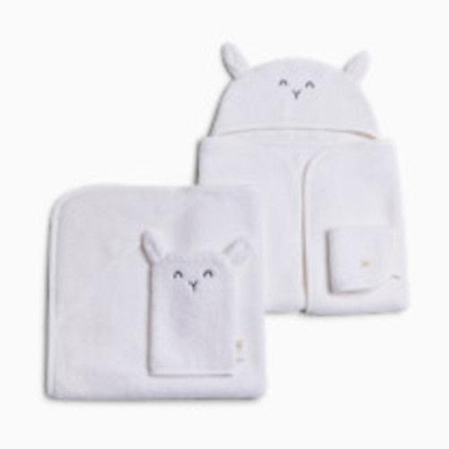 Tiny Kind Cozy Critter Organic Cotton Bath Time 4-Piece Set - Lamb, 0-12 M