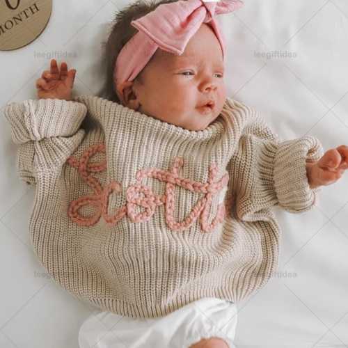 Custom Name Baby Sweaters,Personalized Hand Embroidered Name Baby Sweaters,Toddler Sweater with Name,Unique Baby Sweater,Baby shower gift