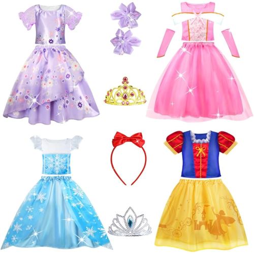 Meland Princess Dress Up - Princess Dresses for Girls with Princess Toys, Dress Up Clothes for Little Girls Pretend Play